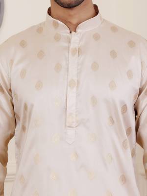 Light cream viscose jacquard kurta 5