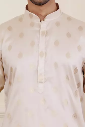 Light cream viscose jacquard kurta