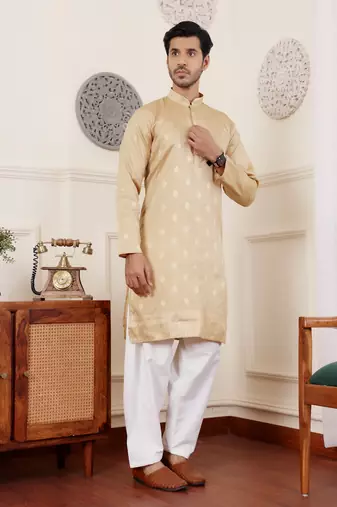 Chikoo viscose jacquard kurta