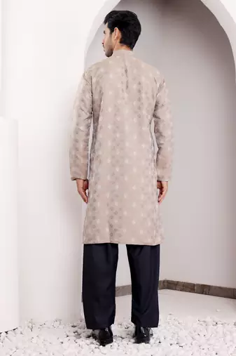 Light brown viscose jacquard kurta