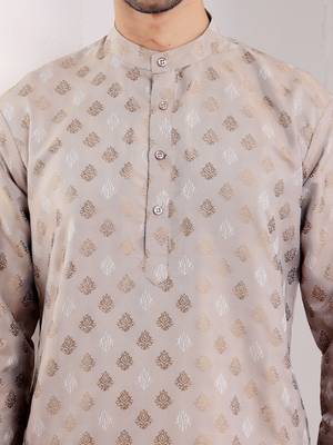 Light brown viscose jacquard kurta 5