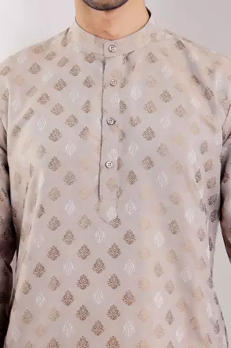 Light brown viscose jacquard kurta