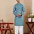 Cyan blue viscose chikankari work kurta