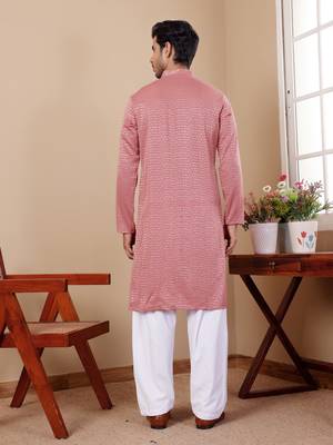 Onion pink viscose chikankari work kurta 2