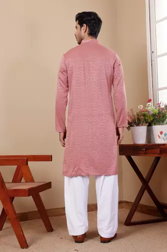 Onion pink viscose chikankari work kurta