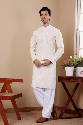 Yellow tie dye viscose chikankari work kurta