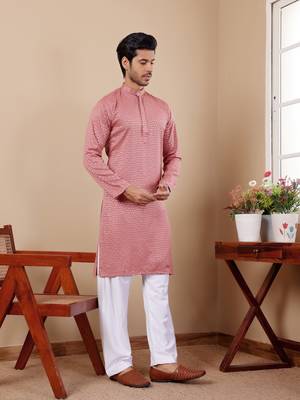 Onion pink viscose chikankari work kurta 3