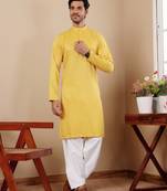 Yellow viscose chikankari work kurta