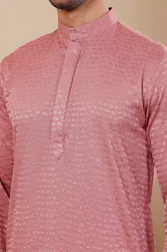 Onion pink viscose chikankari work kurta