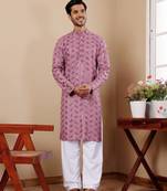 Pinkish purple viscose chikankari work kurta