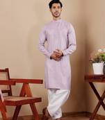 Lavender viscose chikankari work kurta