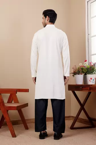 White viscose chikankari work kurta