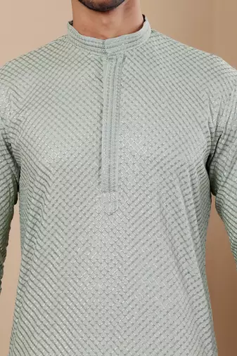 Light pastel green viscose chikankari work kurta