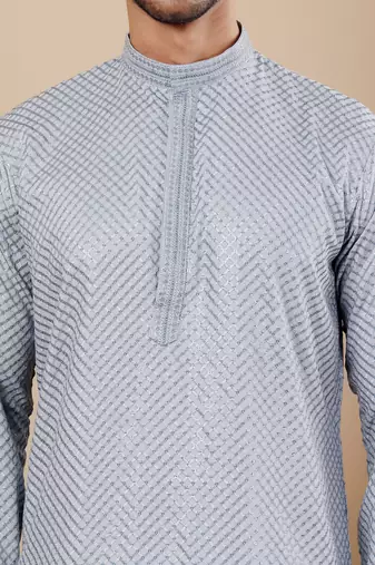 Baby blue viscose chikankari work kurta