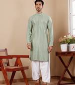 Pastel green viscose chikankari work kurta