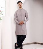 Dark grey viscose chikankari work kurta
