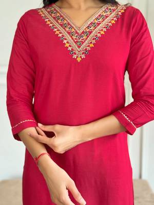 Floral Rayon Fabric Straight Kurta, Pant and Dupatta Set 4