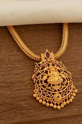 Laxmi pendant necklace Pink one gram gold 1