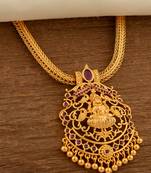 Laxmi pendant necklace Pink one gram gold