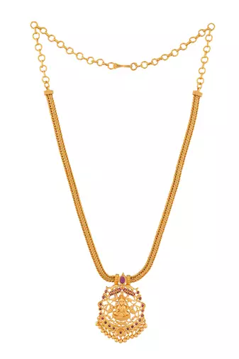 Laxmi pendant necklace Pink one gram gold