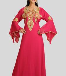 New Hot Pink Georgette Long kaftan for women Party & Wedding