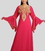 New Hot Pink Georgette Long kaftan for women Party & Wedding