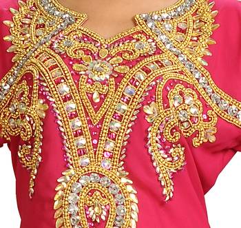 New Hot Pink Georgette Long kaftan for women Party & Wedding 3