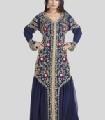 New NAVY-BLUE Georgette Long kaftan for women Party & Wedding