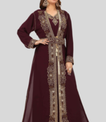 New BROWN Georgette Long kaftan for women Party & Wedding