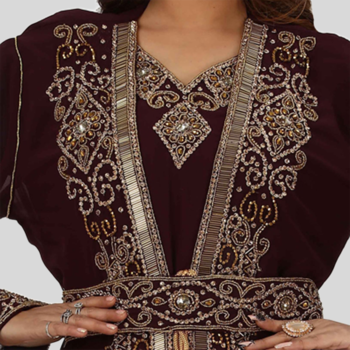 New BROWN Georgette Long kaftan for women Party & Wedding 3