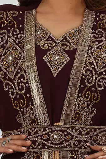 New BROWN Georgette Long kaftan for women Party & Wedding