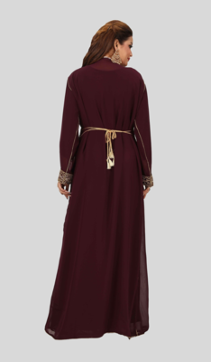 New BROWN Georgette Long kaftan for women Party & Wedding 4