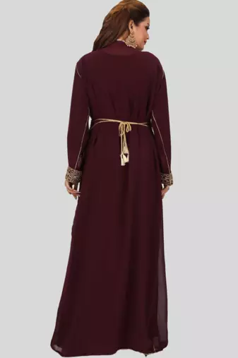New BROWN Georgette Long kaftan for women Party & Wedding