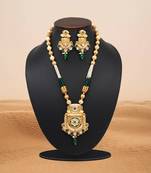 Green color meena work matte gold rajwadi temple necklace set