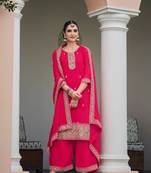 Sareez4u Pink, Sequence Embroidery Work, Pure Georgette Fabric, Women Party Wear Salwar Kameez, Semi stitched