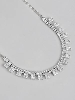 rhodium plated white color crystal ad gemstone-studded jewelry set 5