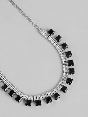rhodium plated black color crystal ad gemstone-studded jewelry set 5