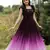 Wine faux georgette embroidery ombre print gown