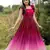 Pink faux georgette embroidery ombre print gown