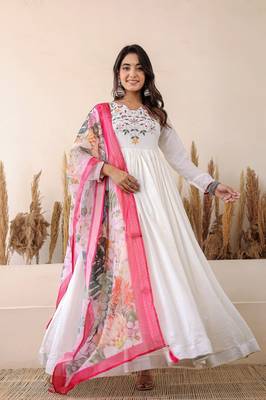 Multi chinnon printed sequins embroidery gown with dupatta 1