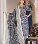 Multi color rayon  embriodery work straight  kurti pant dupatta  set