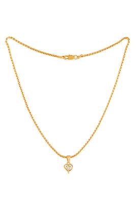 Golden chain SHORT with diamond heart pendant one gram gold 3