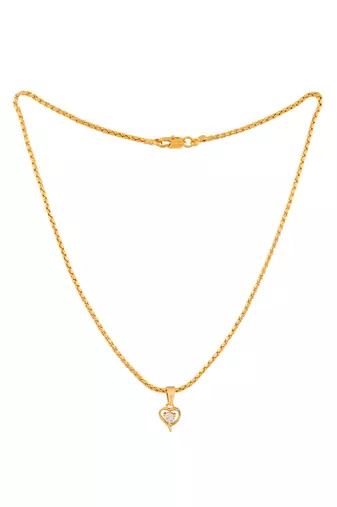 Golden chain SHORT with diamond heart pendant one gram gold