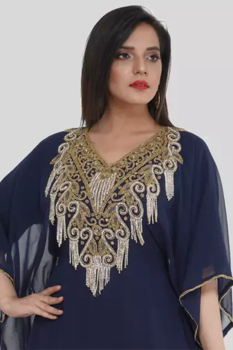 NAVY-BLUE FARASHA  NEW ABAYA DRESS FOR WEDDING