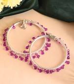 Purple beads circle silver-plated anklet for women.