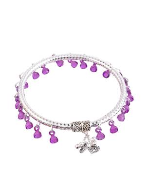 Purple beads circle silver-plated anklet for women. 3