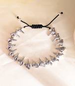 Silver- plated beads black traed anklet