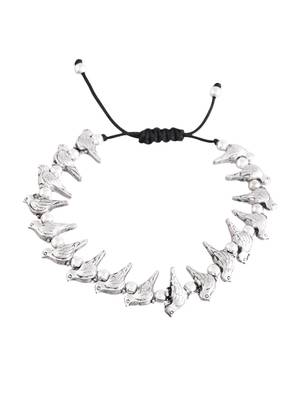 Silver- plated beads black traed anklet 2