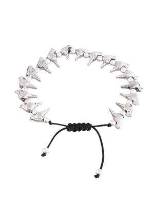 Silver- plated beads black traed anklet 3