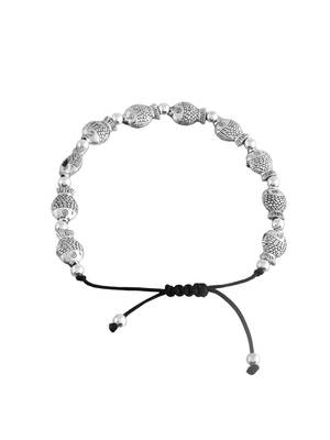 Silver- plated fish & beads black traed anklet 3